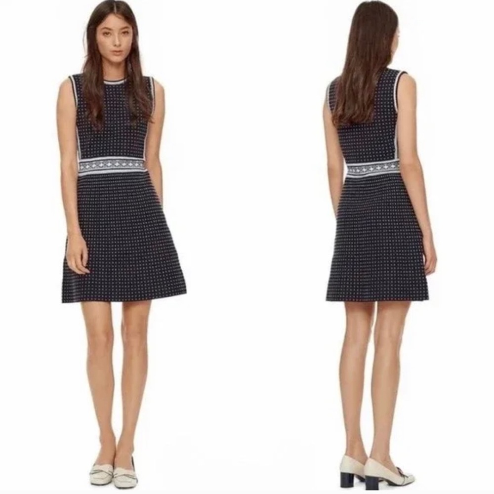 Tory Burch NWT Navy Mini Geo knit dress Sz SM new